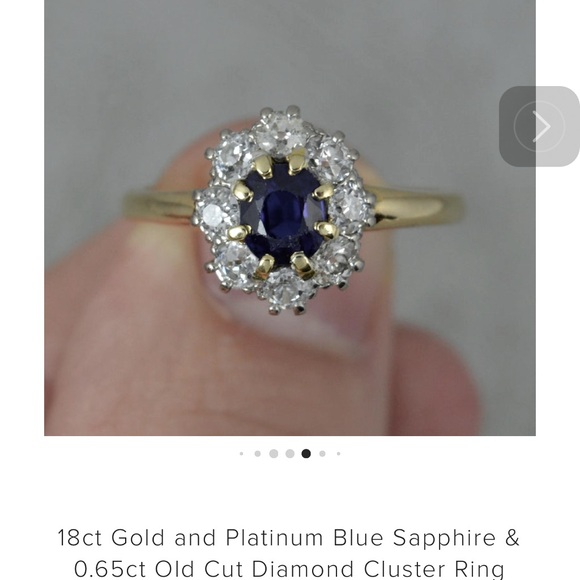 ‼️SALE‼️Authentic Antique Sapphire & Diamond Ring, Platinum & 18K Gold - Picture 6 of 13